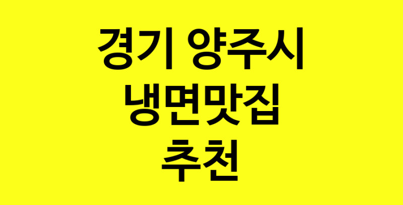 실시간 | 경기 양주시 냉면맛집 추천 가까운 냉면맛집 소개합니다